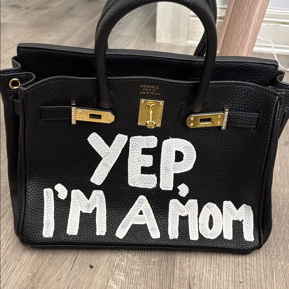 Black Leather Tote Bag